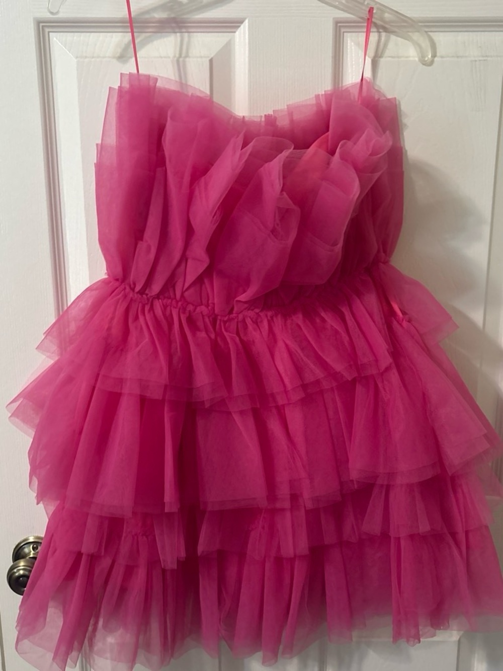 MARBLE Hot Pink Layered Tulle Mini Dress